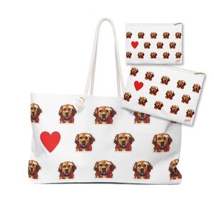 Weekender Tote Bag and 2 Zipper Pouches with Golden Retriever Dog